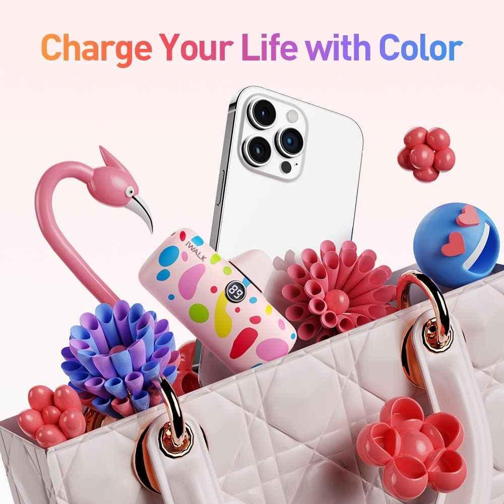 iWalk 4800mAh Lightning 20W Pocket Power Bank - Pink Pattern iWalk 4800mAh Lightning 20W Pocket Power Bank - Pink Pattern